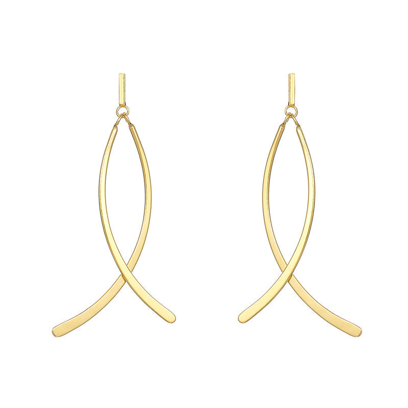 Under the banyan tree S925 silver cold wind cross temperament long earrings women's fashion niche design earrings new fashion