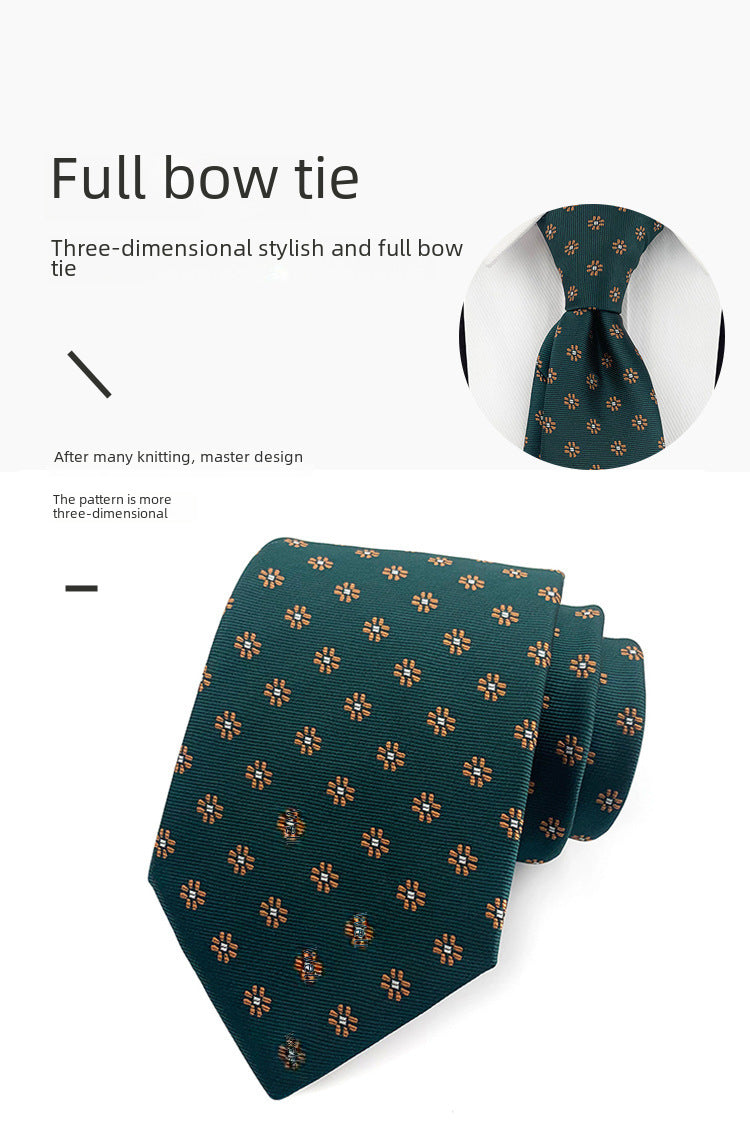 in stock wholesale men's tie jacquard yarn-dyed fabric small floral pattern business casual wedding groom tie