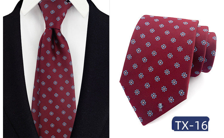 in stock wholesale men's tie jacquard yarn-dyed fabric small floral pattern business casual wedding groom tie
