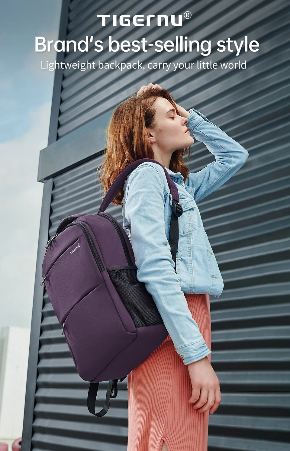 Tigernu, Mochilas de viaje informales de gran capacidad para mujer, mochila impermeable para ordenador portátil de 15,6 ", mochila escolar para mujer, Mochilas