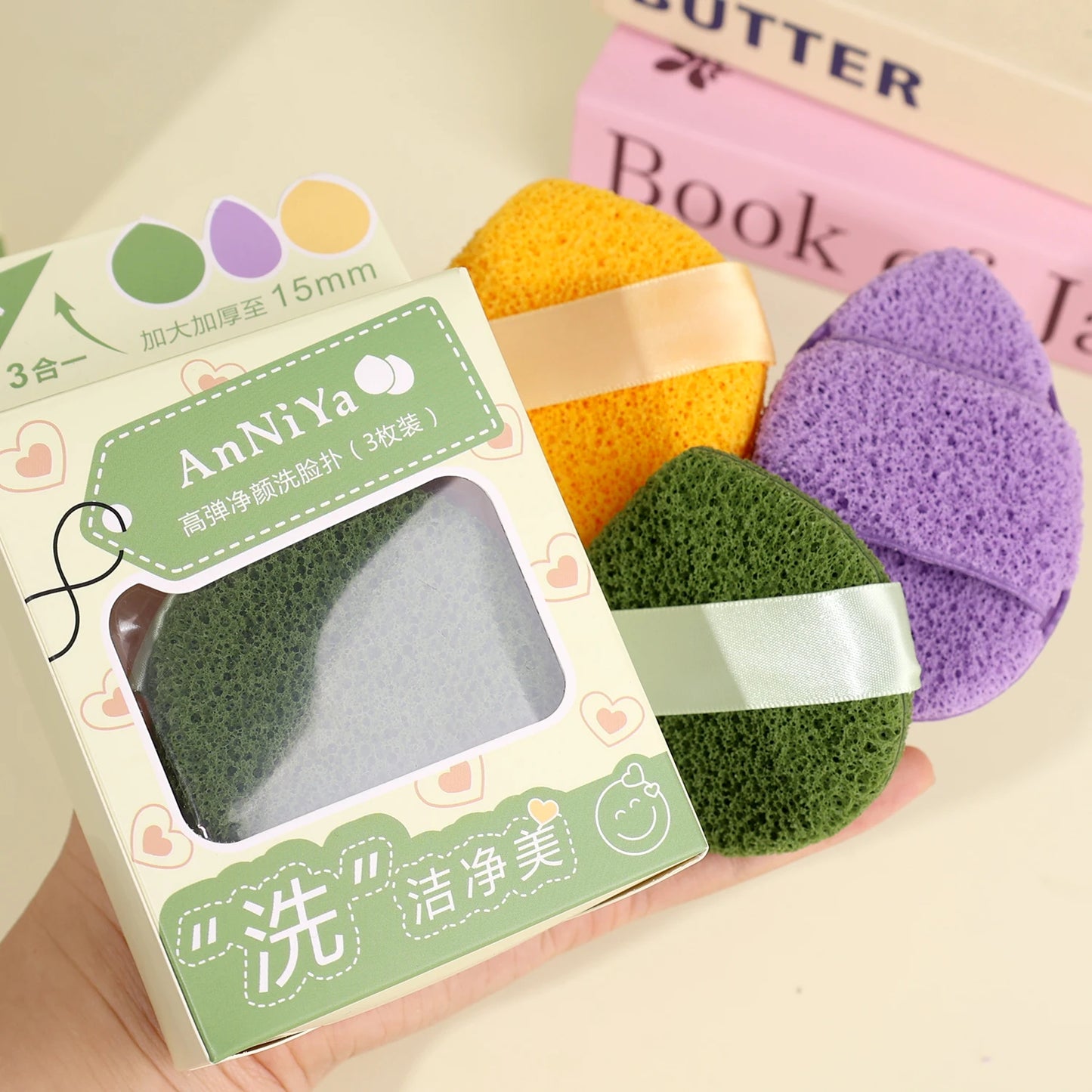 Esponja de limpieza exfoliante para lavado de cara, eliminador de espinillas, herramienta de espuma para maquillaje, limpieza profunda de poros, cuidado de la piel, 1-3 uds.