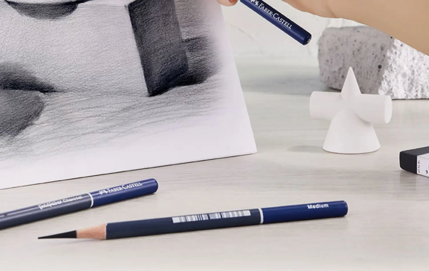 Juego de lápices de carbón profesionales Faber Castell, 5/12 piezas, lápices suaves, medianos y duros para dibujar, dibujar y sombrear