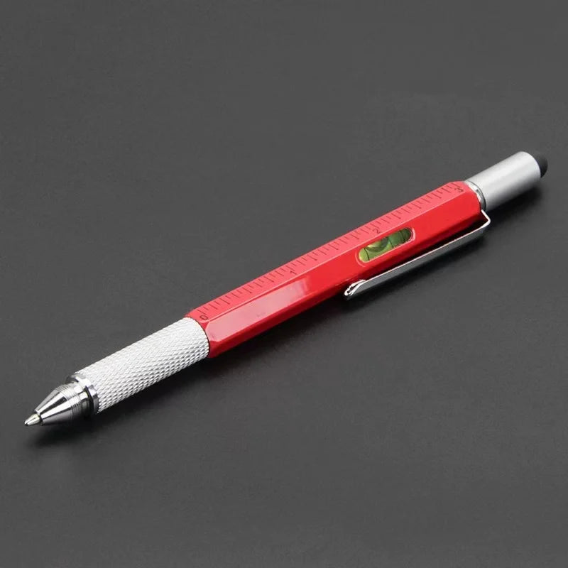 Bolígrafo multifuncional 7 en 1, lápiz capacitivo para pantalla táctil con destornillador, regla, medidor de nivel, bolígrafo recargable, herramienta