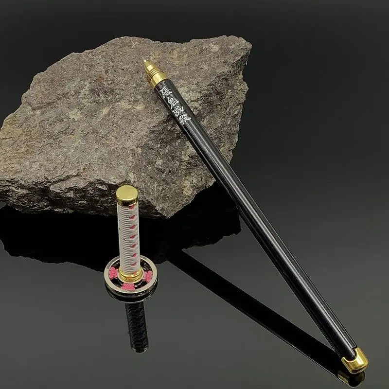 Bolígrafos de Gel Demon Slayer Nichirin Blade, bolígrafo de firma de Metal de Anime de 0,5mm, papelería negra, suministros escolares y de oficina, regalo de escritura