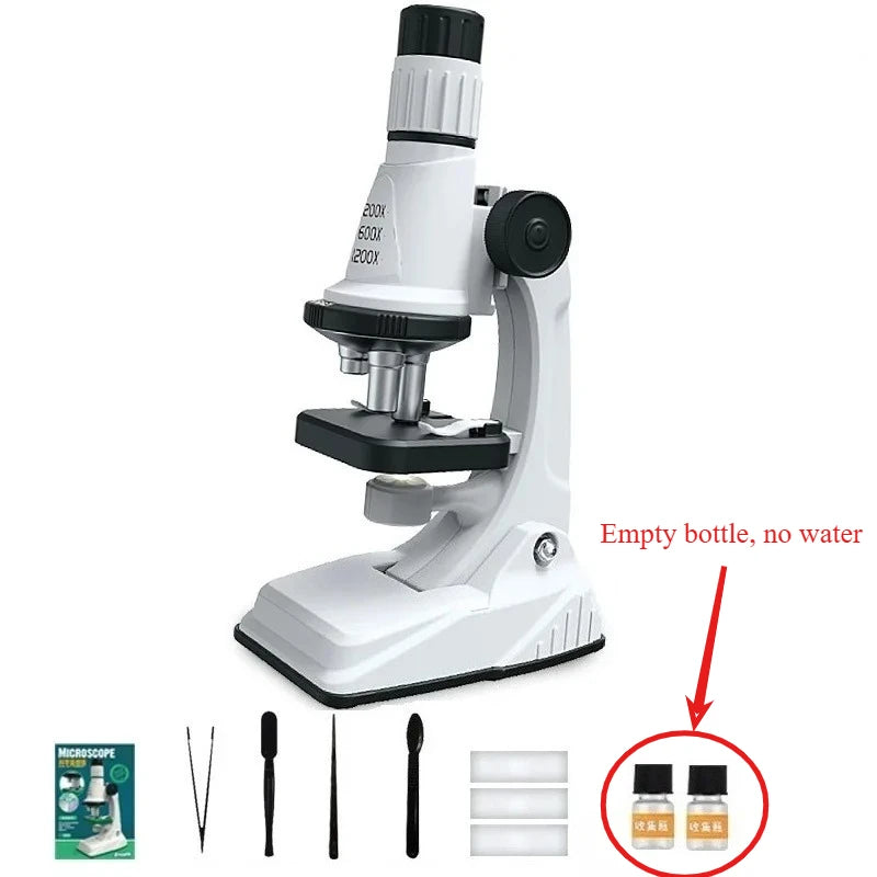 Kit de microscopio para niños, lupa portátil 200X-1200x, vástago de ciencia biológica, juguete, microscopio de bolsillo educativo escolar con luz LED