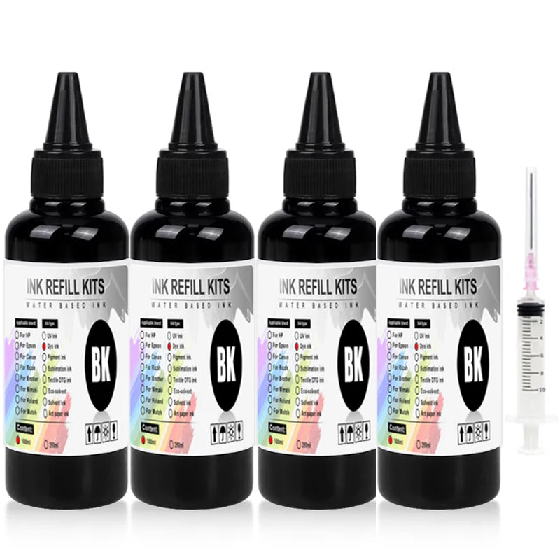 Kit de tinta de tinte Universal BK C M Y, 100ml, Compatible con HP, Canon, Epson, Brother, cartuchos de tanque de impresora de inyección de tinta de escritorio, CISS