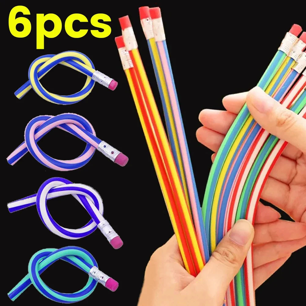 Lápiz mágico Flexible con goma de borrar para niños, papelería para estudiantes, suministros de oficina para la escuela, novedad creativa