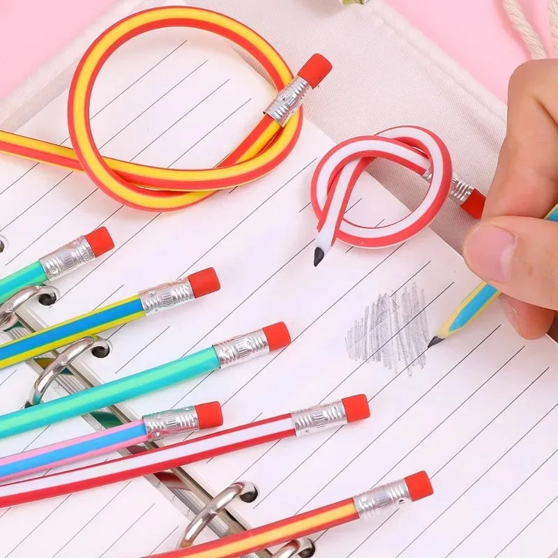 Lápiz mágico Flexible con goma de borrar para niños, papelería para estudiantes, suministros de oficina para la escuela, novedad creativa