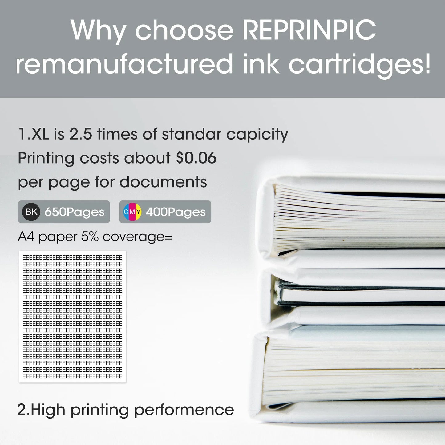 Cartucho de tinta Reprinpic 664XL Compatible con impresora HP 664 HP664 Deskjet 1115 2135 2675 3635 3775 4536 4538 5075 5275