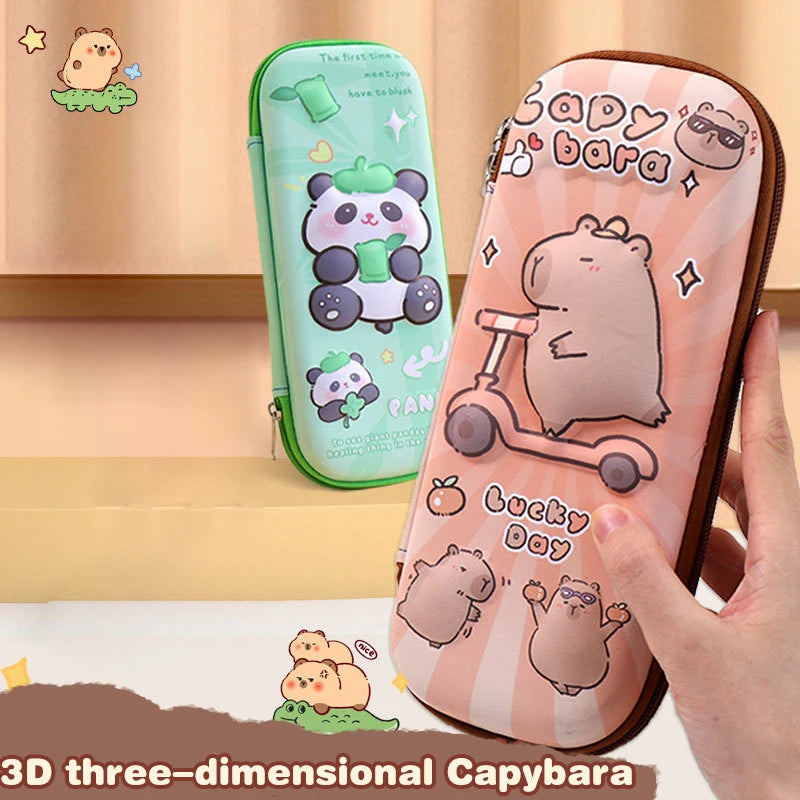 Estuche para lápices Capybara 3D, resistente a caídas, impermeable, útiles escolares para estudiantes, bolsa para bolígrafos multifunción de gran capacidad, papelería
