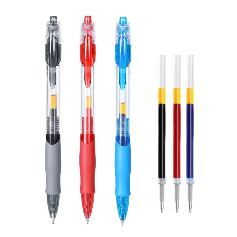 Juego de bolígrafos de Gel retráctiles, bolígrafo de tinta negra/roja/azul para recambios de escritura, accesorios de oficina, suministros escolares, papelería, 13/30 Uds.