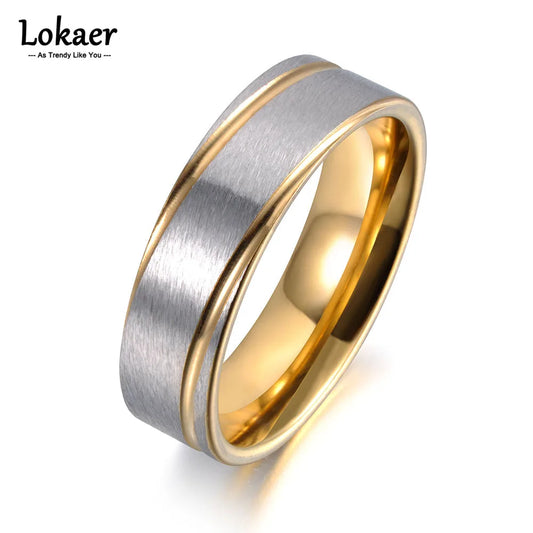 Lokaer-anillos de acero inoxidable para mujer y niña, sortija de boda de aniversario cepillado esmerilado, joyería Anneau R19038