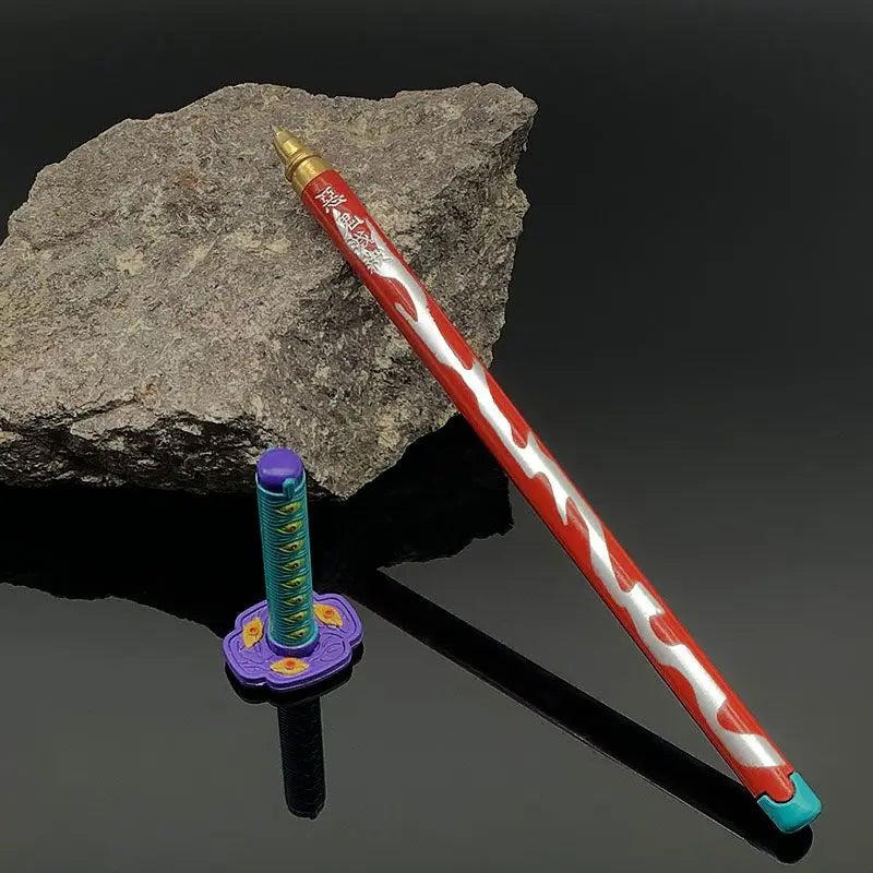 Bolígrafos de Gel Demon Slayer Nichirin Blade, bolígrafo de firma de Metal de Anime de 0,5mm, papelería negra, suministros escolares y de oficina, regalo de escritura
