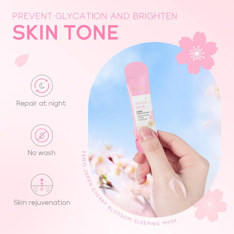 100 Uds Sakura mascarillas hidratantes para dormir crema de noche de viaje nutritiva Facial mejora la rugosidad y la sequedad productos para el cuidado de la piel