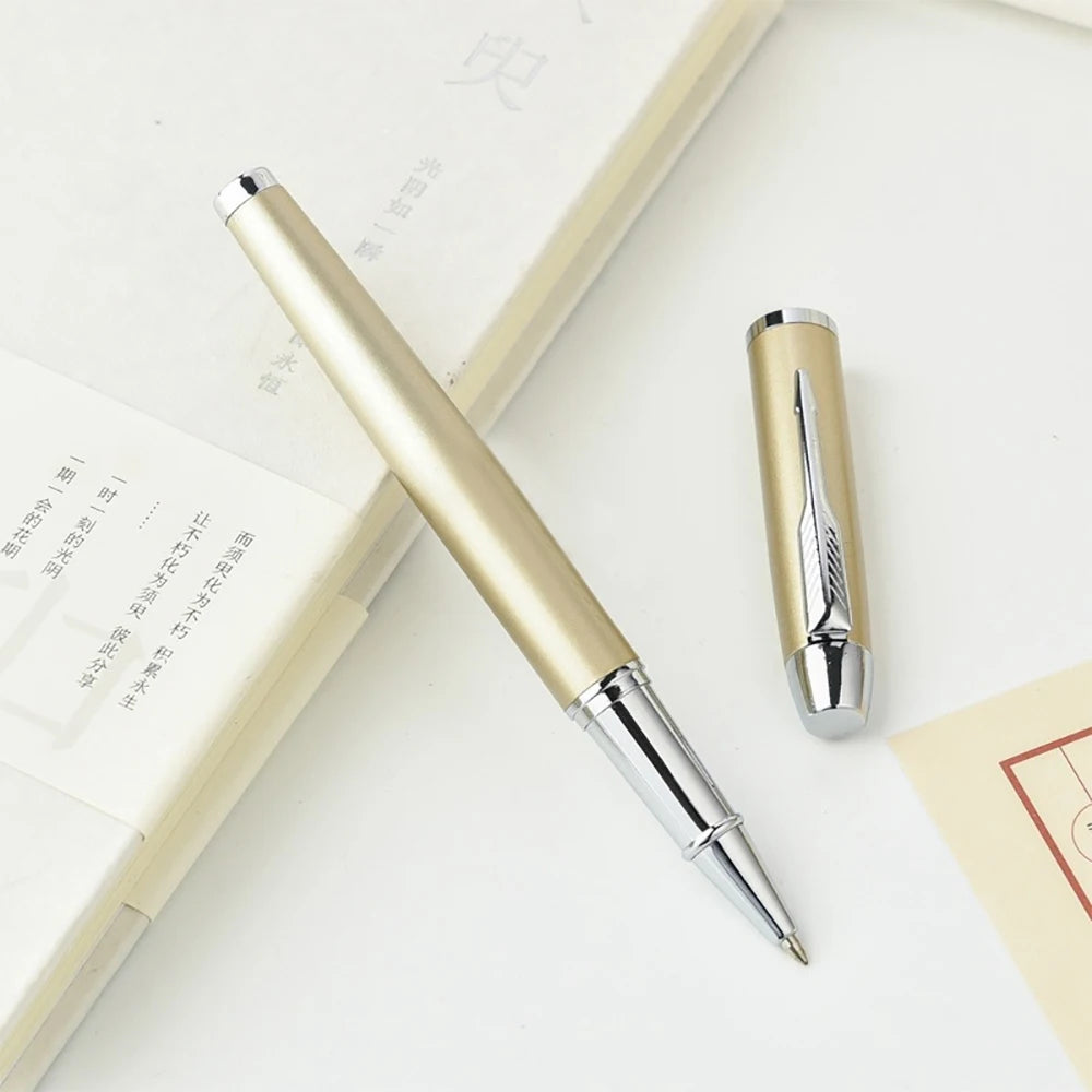 Bolígrafos Rollerball de firma de oficina de negocios de acero inoxidable de calidad de lujo, suministros de papelería para estudiantes de nueva escuela, bolígrafo