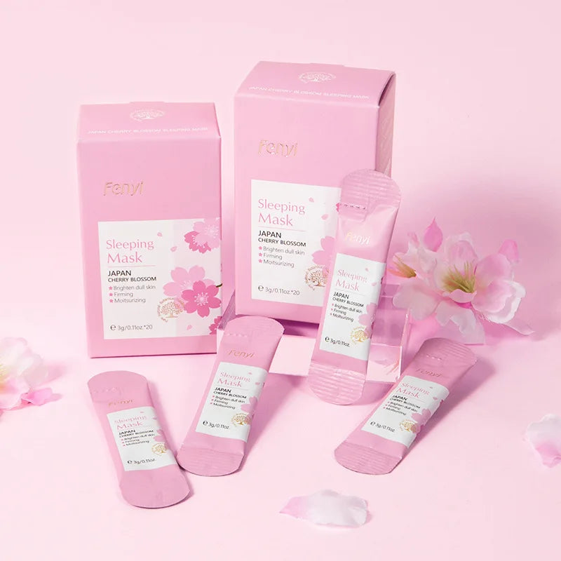 100 Uds Sakura mascarillas hidratantes para dormir crema de noche de viaje nutritiva Facial mejora la rugosidad y la sequedad productos para el cuidado de la piel
