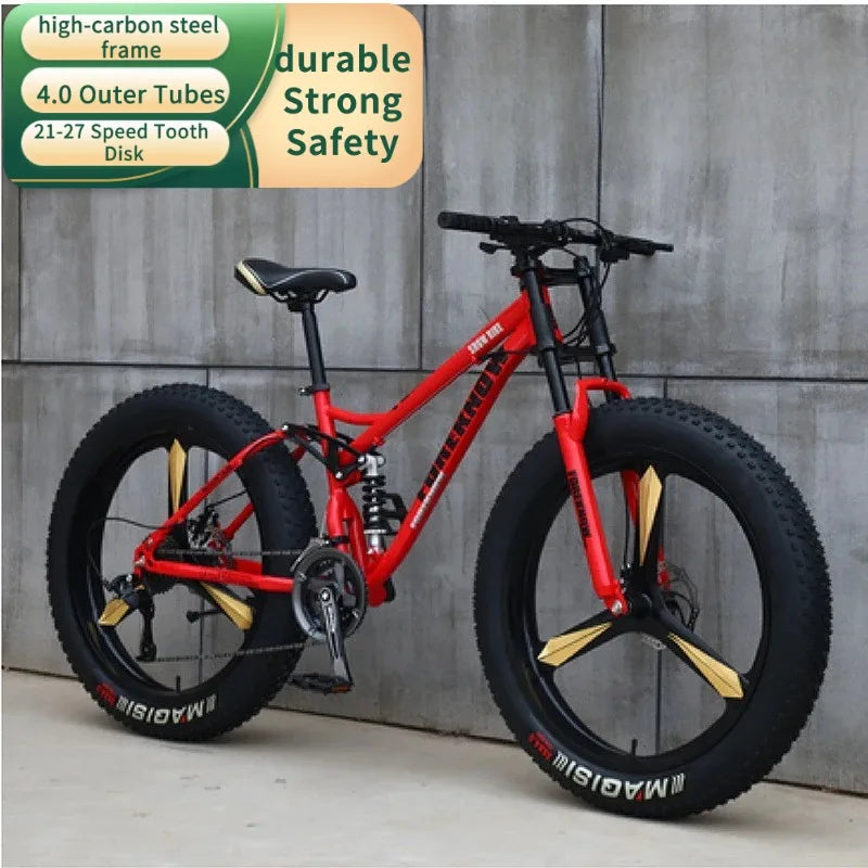 Bicicleta de montaña todoterreno 4.0 de velocidad variable con neumáticos ultraanchos y bicicletas para adultos que absorben los golpes
