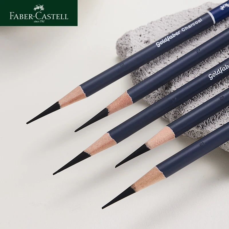 Juego de lápices de carbón profesionales Faber Castell, 5/12 piezas, lápices suaves, medianos y duros para dibujar, dibujar y sombrear
