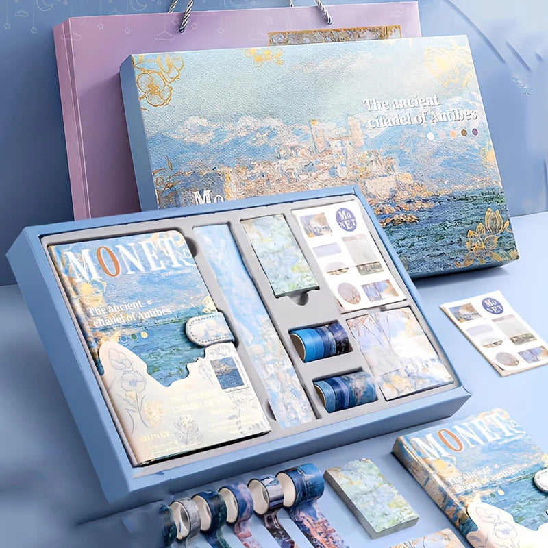 Exquisito conjunto de caja de regalo de 149 piezas de manual de Castillo antiguo, que incluye un manual, cinta washi, pegatinas decorativas, traje