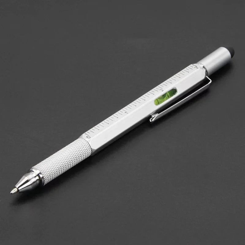 Bolígrafo multifuncional 7 en 1, lápiz capacitivo para pantalla táctil con destornillador, regla, medidor de nivel, bolígrafo recargable, herramienta