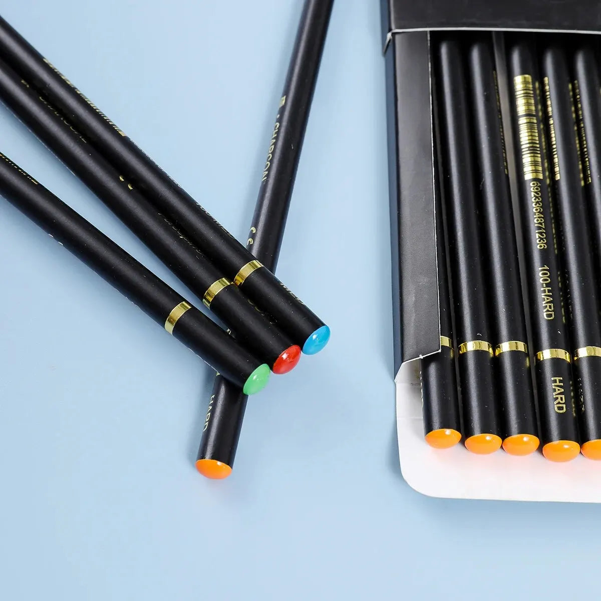 12 lápices de carbón profesionales para dibujar, dibujar, sombrear, lápices de artista para principiantes y artistas