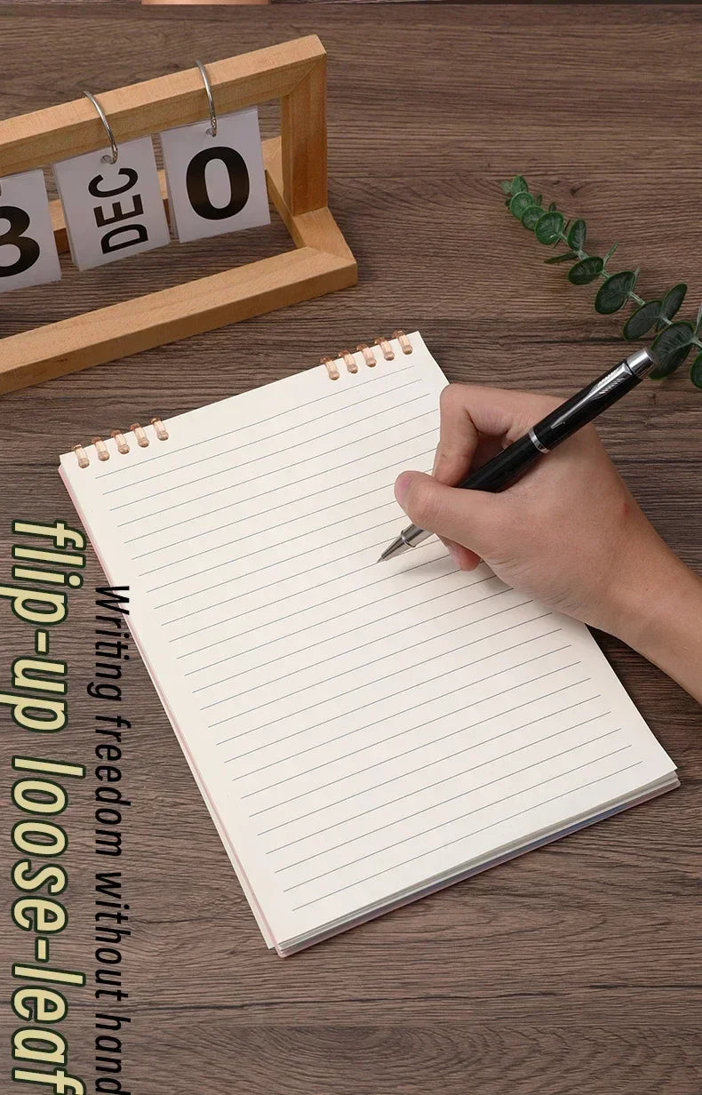Cuaderno A5 de 60 Hojas Gruesas con Espiral, Hojas Sueltas con Páginas Rayadas para Estudiantes, Material de Oficina y Papelería Escolar
