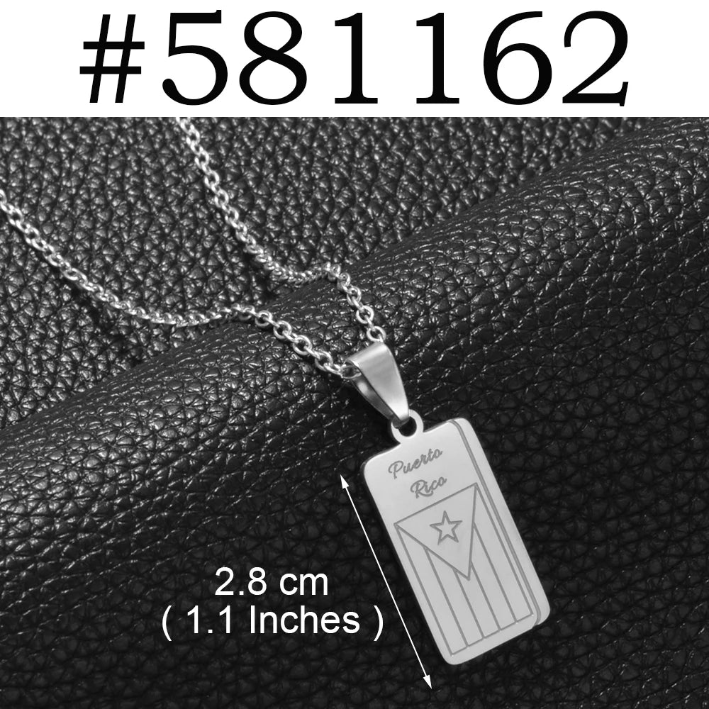 Puerto Rico mapa bandera flores máscaras Rana símbolo tradicional PR collares de hibisco para mujeres joyería de acero inoxidable # 574062