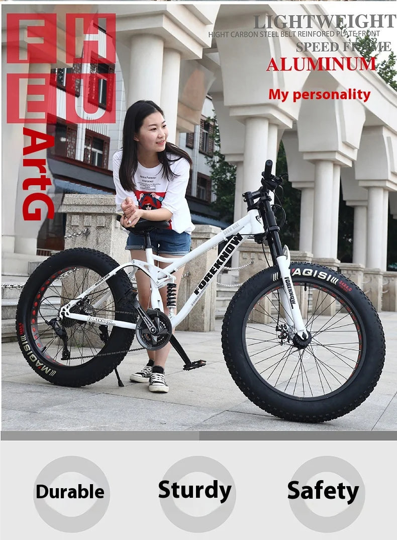 Bicicleta de Montaña todoterreno de velocidad Variable para playa, nieve, absorción de impacto, neumático Extra ancho 4,0 grande para adultos, bicicleta Unisex para estudiantes
