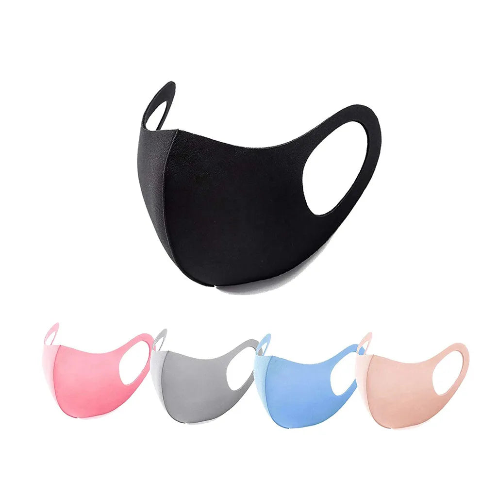 Mascarillas faciales clásicas de Color sólido para adultos, mascarilla de tela lavable y transpirable, mascarillas con estampado de moda, cubrebocas para la boca, 5 uds.