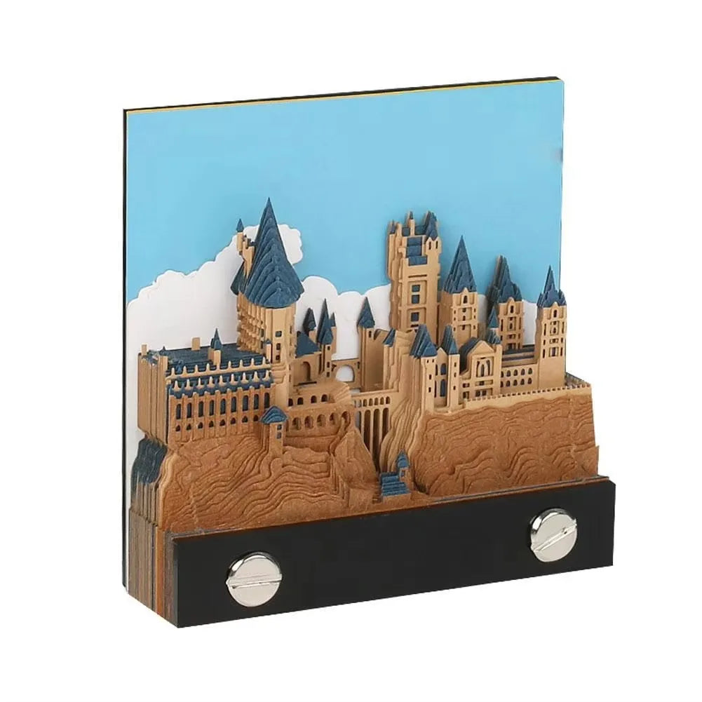 Bloc de Notas 3D 2026, Calendario Desprendible, Bloc de Notas con Luz, Diseño de Castillo Mágico, Papel de Notas con Diseño de Castillo