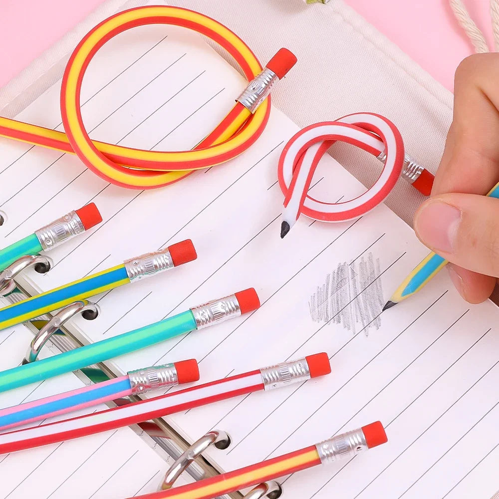 Lápiz mágico Flexible con goma de borrar para niños, papelería para estudiantes, suministros de oficina para la escuela, novedad creativa