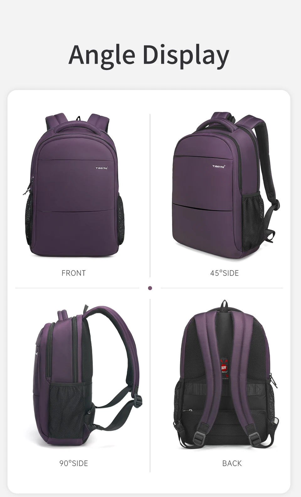 Tigernu, Mochilas de viaje informales de gran capacidad para mujer, mochila impermeable para ordenador portátil de 15,6 ", mochila escolar para mujer, Mochilas