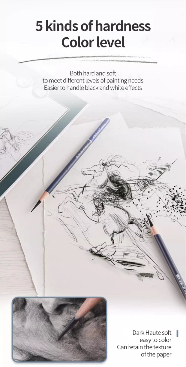 5/10 Uds Faber Castell Goldfaber carbón grafito juego de bocetos lápices para dibujar bocetos sombreado artistas suministros de arte