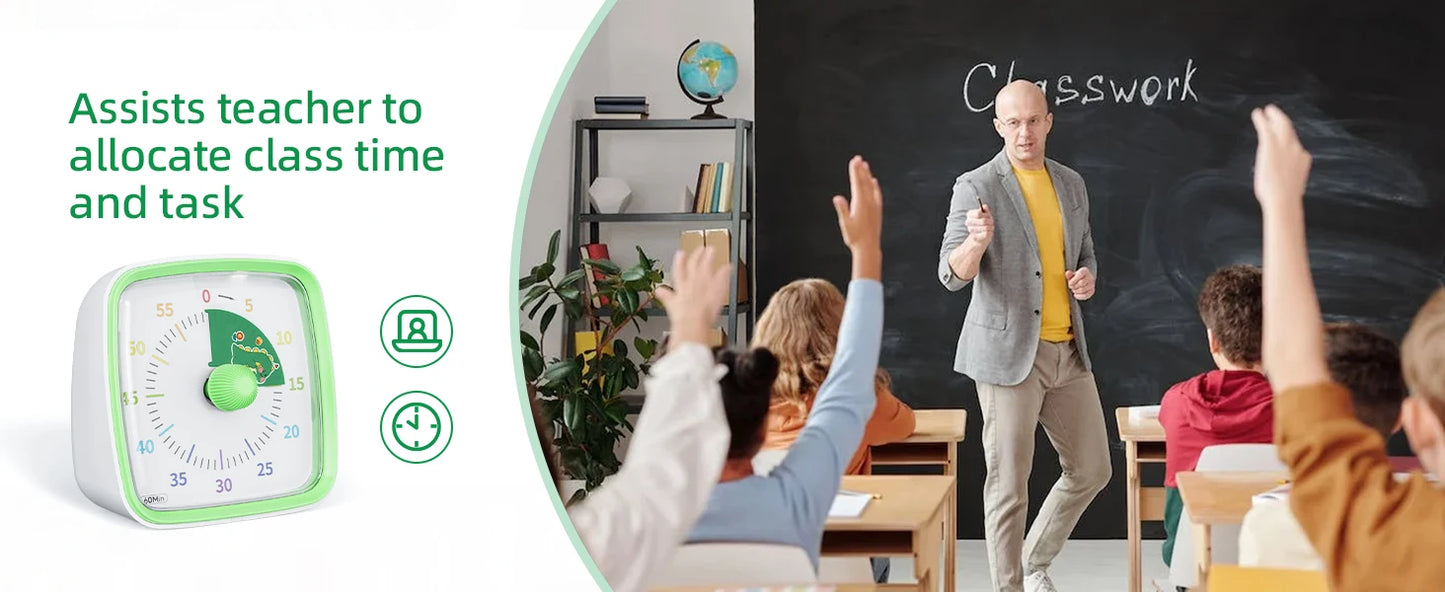 Yunbaoit temporizador Visual con luz nocturna, temporizador de cuenta atrás de 60 minutos para niños y adultos, temporizador de aula silencioso para el hogar, la escuela