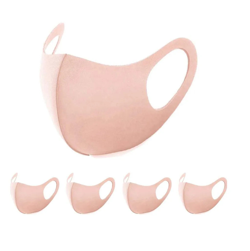 Mascarillas faciales clásicas de Color sólido para adultos, mascarilla de tela lavable y transpirable, mascarillas con estampado de moda, cubrebocas para la boca, 5 uds.