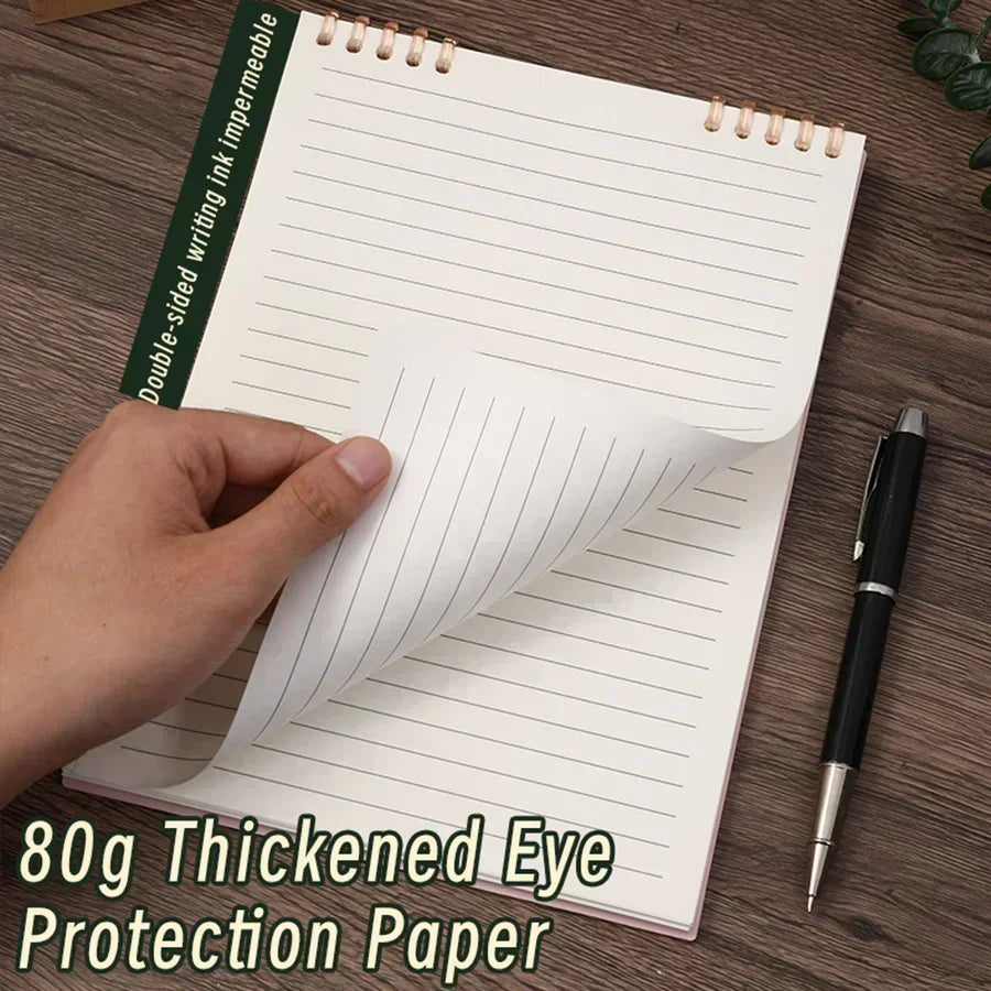 Cuaderno A5 de 60 Hojas Gruesas con Espiral, Hojas Sueltas con Páginas Rayadas para Estudiantes, Material de Oficina y Papelería Escolar