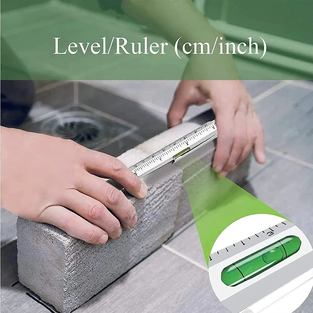 Bolígrafo multifuncional 7 en 1, lápiz capacitivo para pantalla táctil con destornillador, regla, medidor de nivel, bolígrafo recargable, herramienta