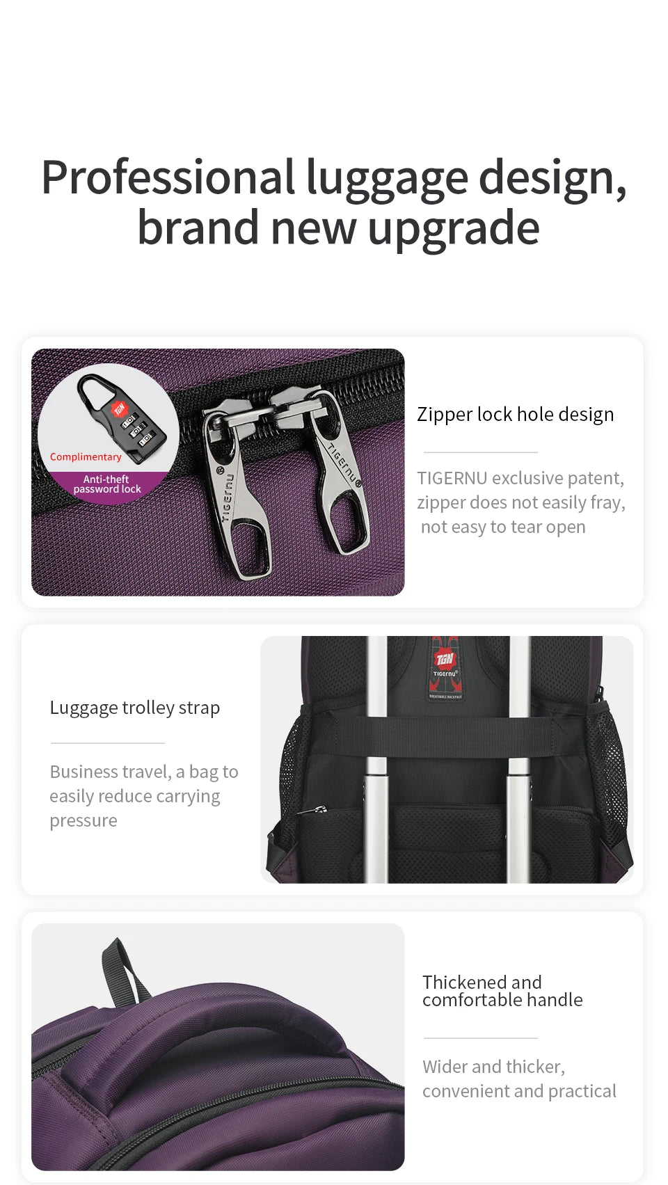 Tigernu, Mochilas de viaje informales de gran capacidad para mujer, mochila impermeable para ordenador portátil de 15,6 ", mochila escolar para mujer, Mochilas