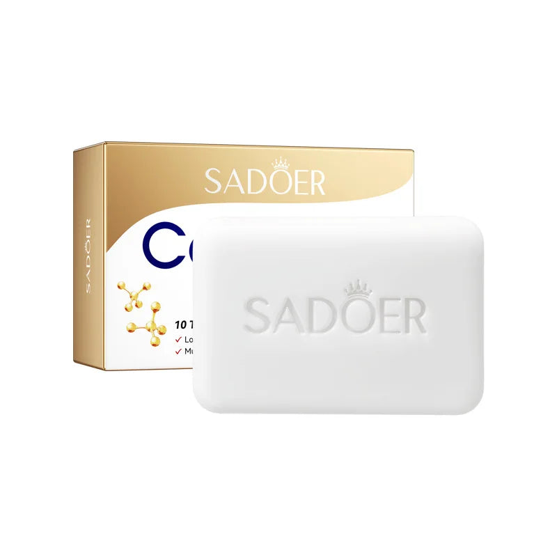 1/2/4 Uds SADOER colágeno hueso jabón Facial espuma de lavado de cara limpiador Facial hidratante Control de aceite baño corporal jabón hecho a mano