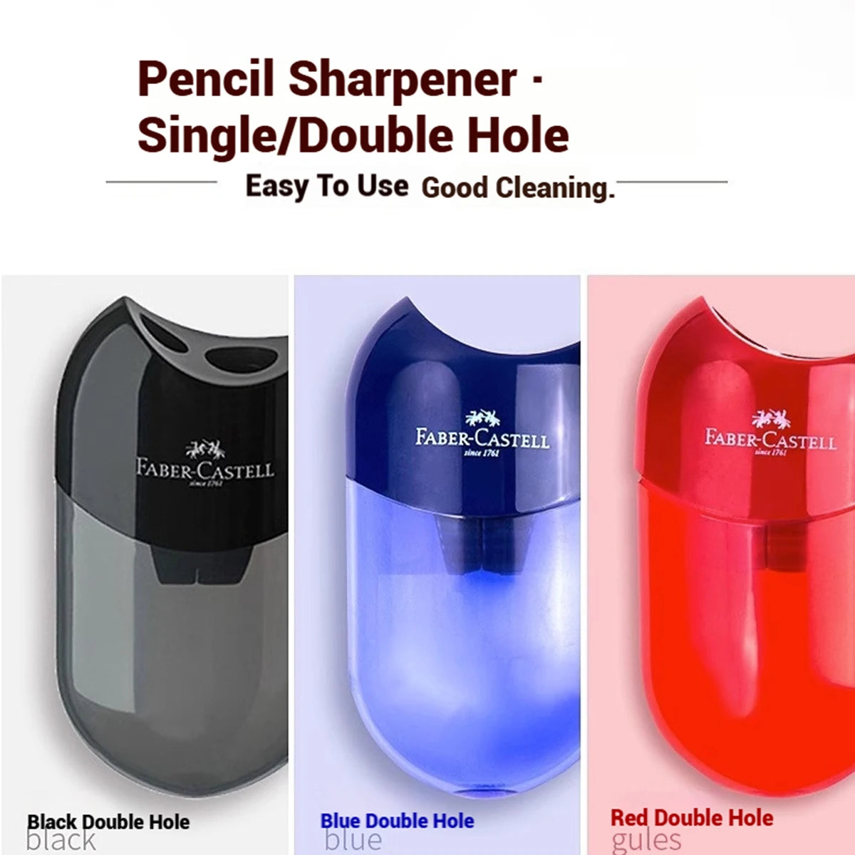 Sacapuntas FABER CASTELL, forma ovalada translúcida, gran capacidad de almacenamiento, fácil de enrollar, papelería artística fácil de pelar, 1 Uds.