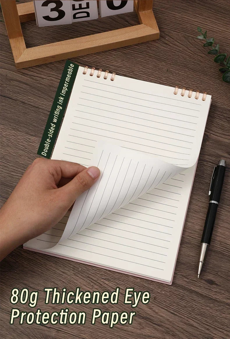 Cuaderno A5 de 60 Hojas Gruesas con Espiral, Hojas Sueltas con Páginas Rayadas para Estudiantes, Material de Oficina y Papelería Escolar