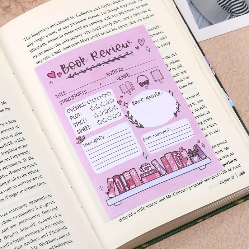 Bloc de notas divertido para reseñas de libros, 1/2 unidades, regalo perfecto para amantes de los libros y uso diario en la oficina, ideal para organizar ideas y notas.