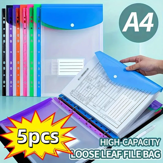 Paquete de 5 carpetas de archivos A4 de colores |   Bolsillos para carpetas de 11 anillas |   Organizador de PP duradero |   Para la escuela, la oficina y el hogar |   Pulsador seguro