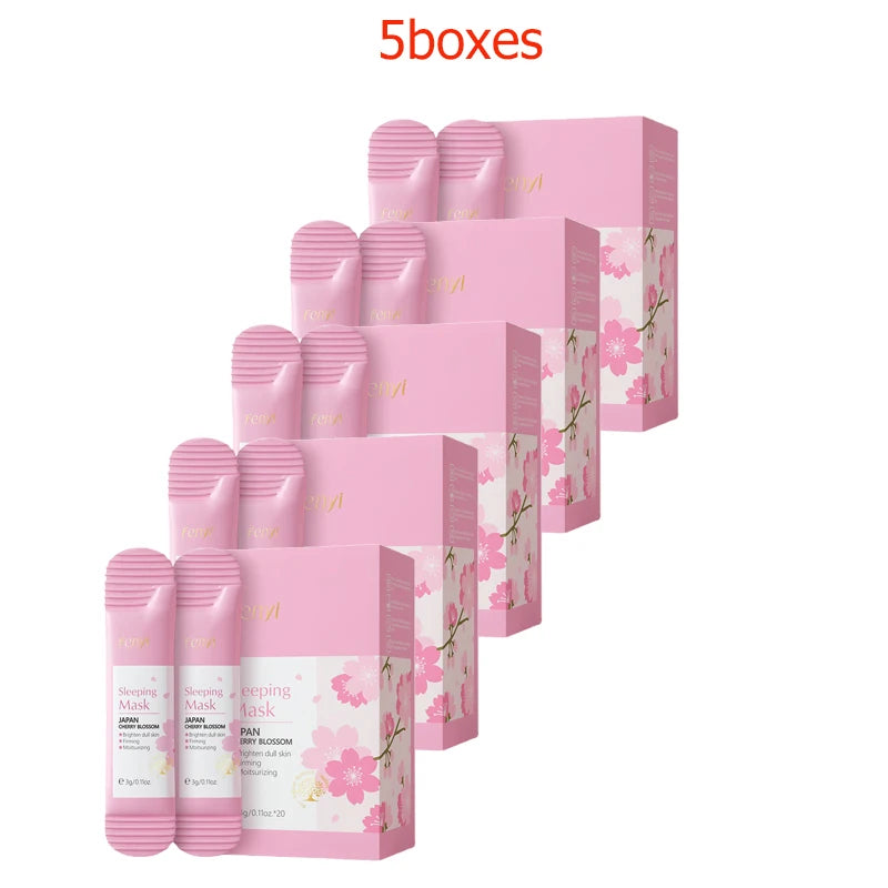 100 Uds Sakura mascarillas hidratantes para dormir crema de noche de viaje nutritiva Facial mejora la rugosidad y la sequedad productos para el cuidado de la piel