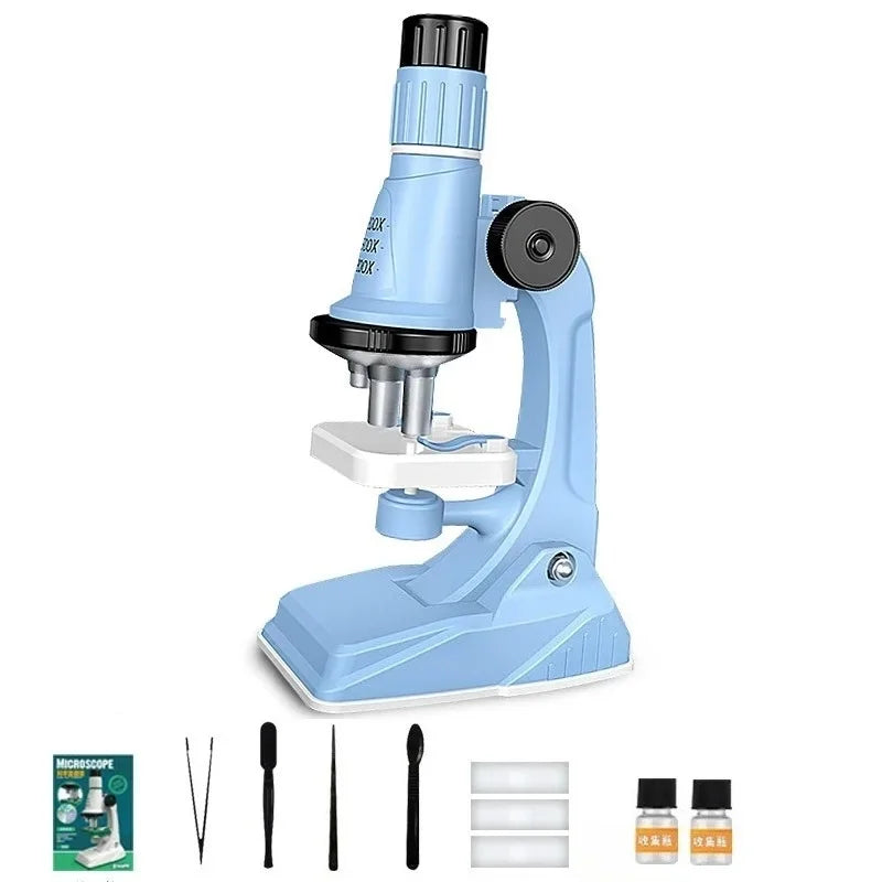Kit de microscopio para niños, lupa portátil 200X-1200x, vástago de ciencia biológica, juguete, microscopio de bolsillo educativo escolar con luz LED