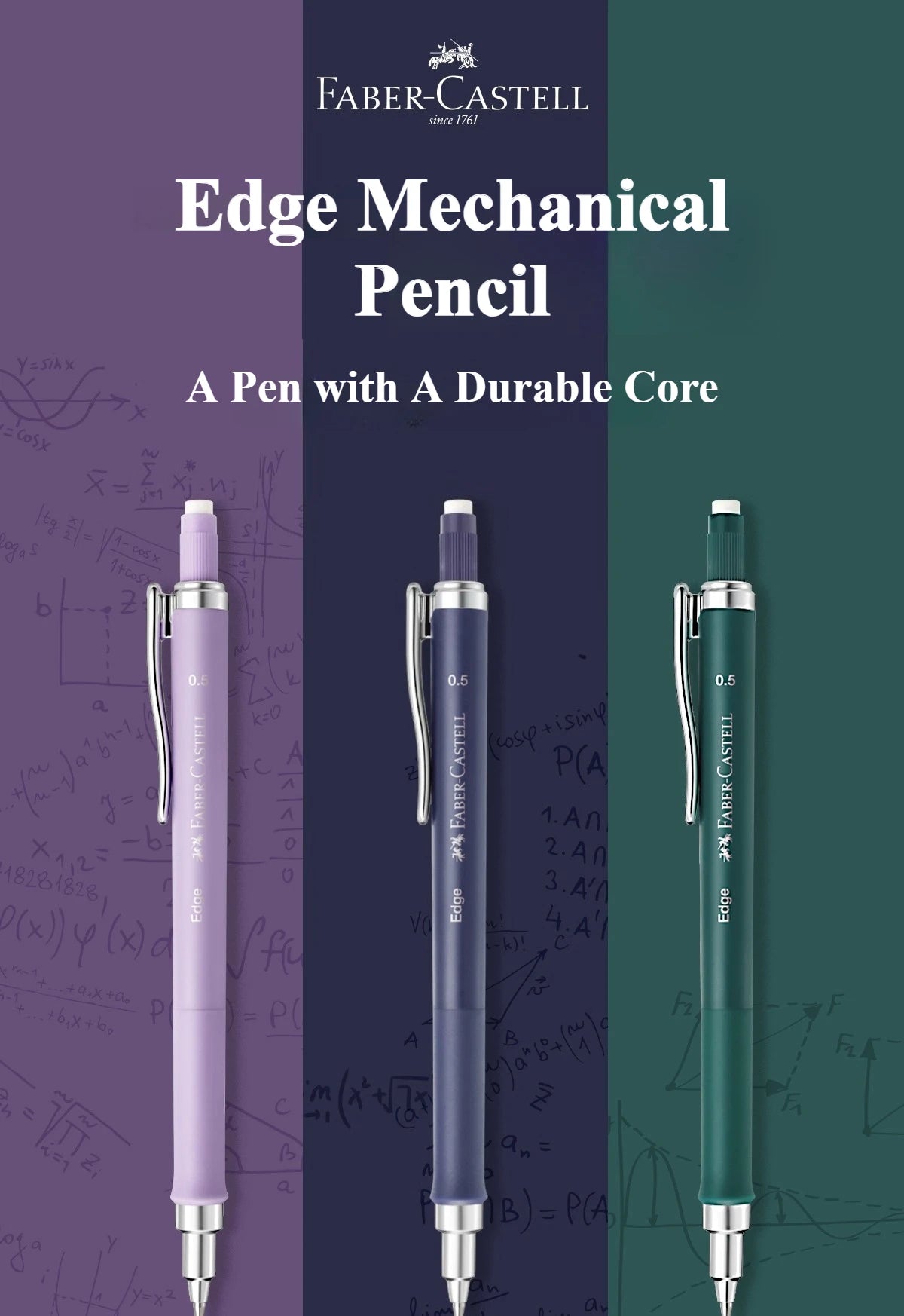 Lápiz mecánico FABER-CASTELL, lápiz de dibujo automático de 0,5 m con adhesivo de agarre suave, suministros escolares para estudiantes de escritura