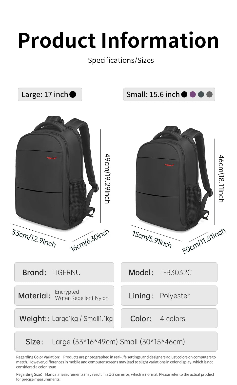 Tigernu, Mochilas de viaje informales de gran capacidad para mujer, mochila impermeable para ordenador portátil de 15,6 ", mochila escolar para mujer, Mochilas