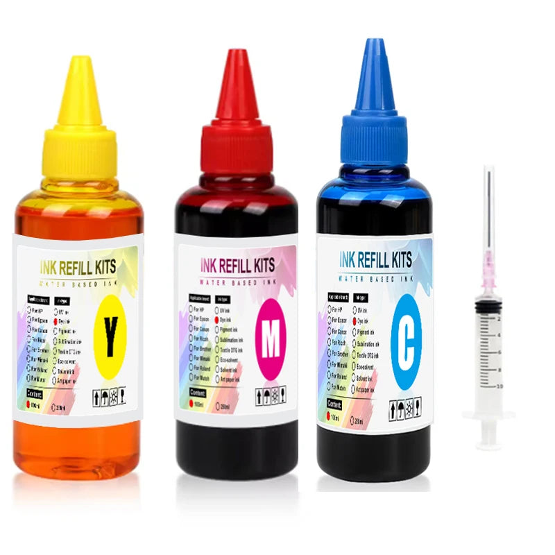 Kit de tinta de tinte Universal BK C M Y, 100ml, Compatible con HP, Canon, Epson, Brother, cartuchos de tanque de impresora de inyección de tinta de escritorio, CISS