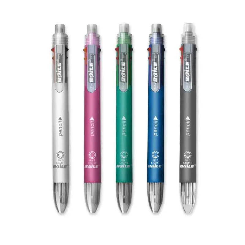 Bolígrafo Multicolor creativo 6 en 1, bolígrafos multifunción con personalidad, bolígrafos de prensa de seis colores, suministros para escuela y oficina