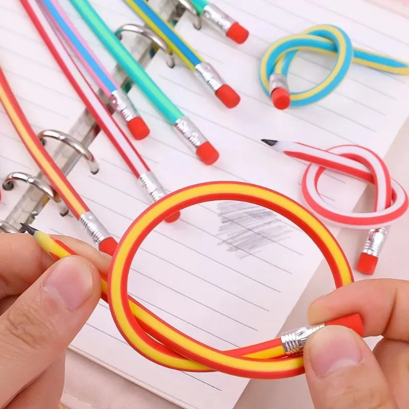 Lápiz mágico Flexible con goma de borrar para niños, papelería para estudiantes, suministros de oficina para la escuela, novedad creativa